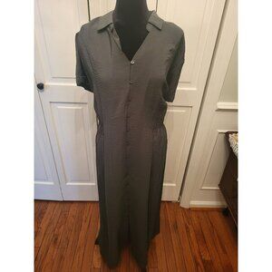 NWT Spruce Green Button up Maxi Dress Smocking Pockets 20/22/ 2X Cottage Grunge